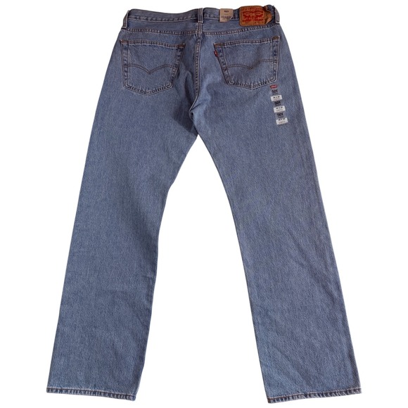 Levi's 501 Original Fit Jeans Mens 36x32 (35x31.5) Blue Denim Logo Straight Leg - Picture 2 of 7